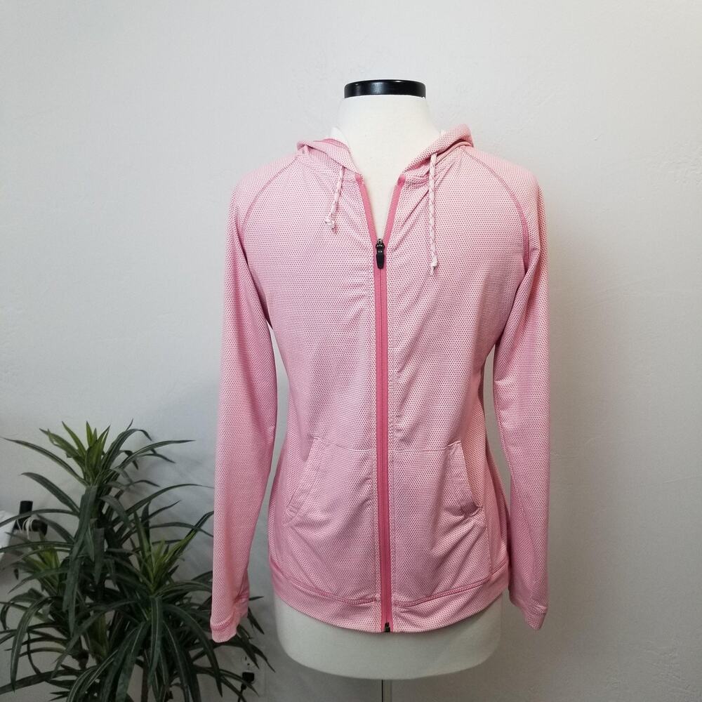 Peter Millar Hoodie Womens Medium Pink E4 Wicking Full Zip UPF 50+ Golf Sweater